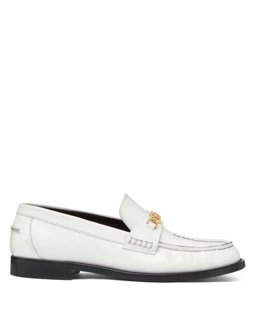 Versace White Medusa Leather Loafers - Women's - Lambskin/goat Skin/calf Leather