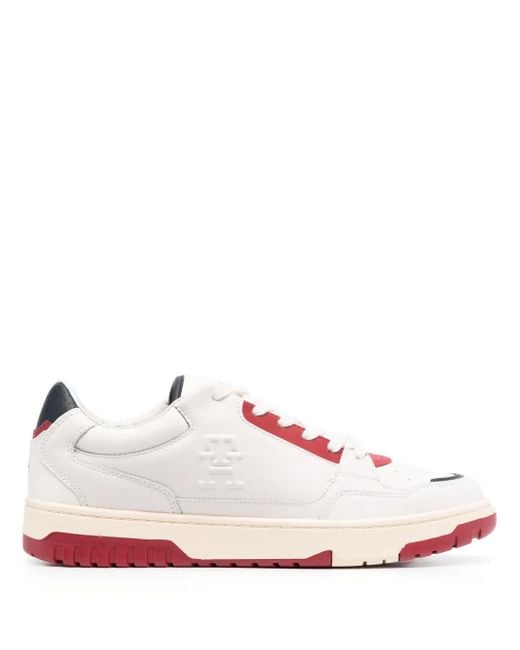 Tommy Hilfiger Pink Embossed-Monogram Low-Top Sneakers for men