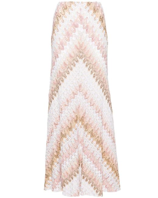 Missoni Pink Lurex-knit Flared Midi Skirt