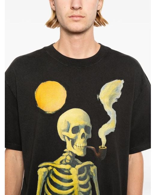 Melt Black Skeleton-Print T-Shirt for men