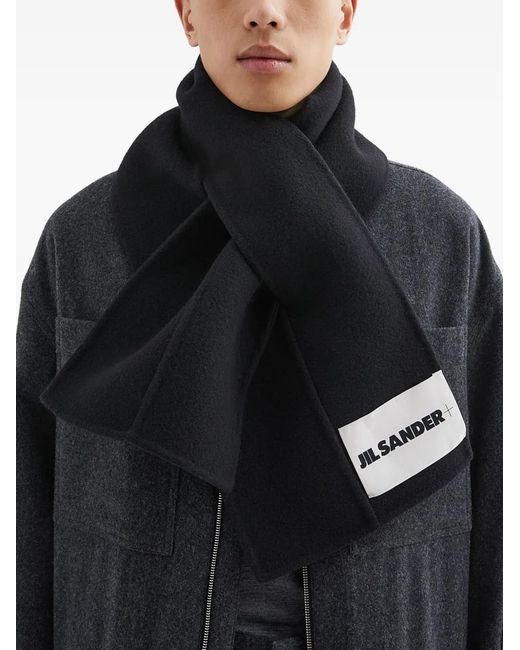 Jil Sander Black Virgin Wool Scarf