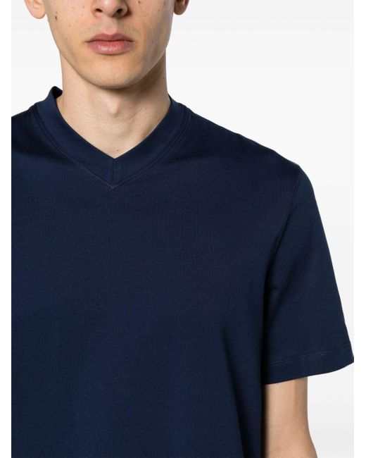 Camiseta con cuello en V Brunello Cucinelli de hombre de color Blue