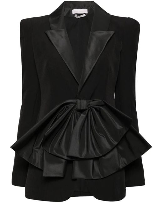 Saiid Kobeisy Black Bow-Detail Single-Breasted Blazer