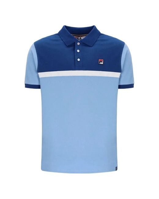 Fila Blue Mattia Logo-Patch Polo Shirt for men