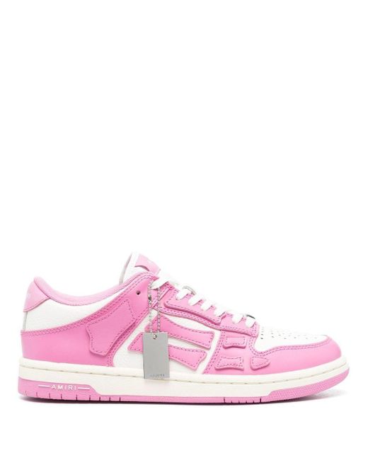 Amiri Leather Two-tone Panelled-design Sneakers in Pink | Lyst