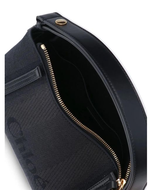 Bolso de hombro con correa con logo Chloé de color Black