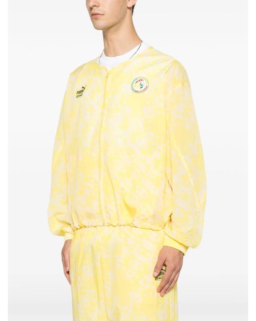PUMA Yellow All-Over-Pattern Zip-Up Jacket for men
