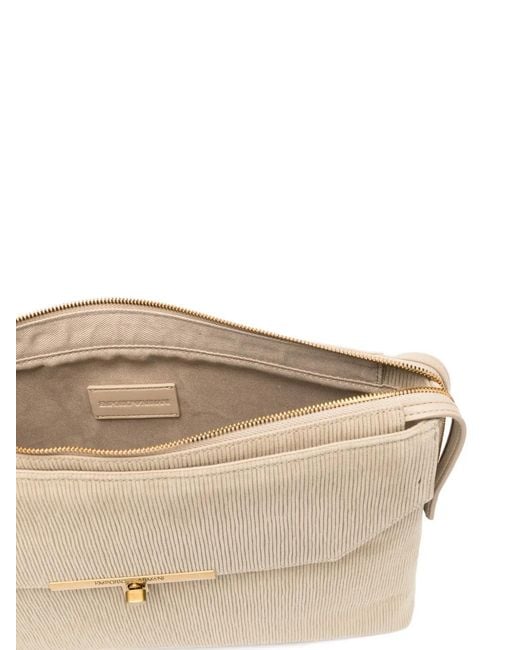 Emporio Armani Natural Asv Corduroy-Effect Logo-Plaque Clutch Bag for men