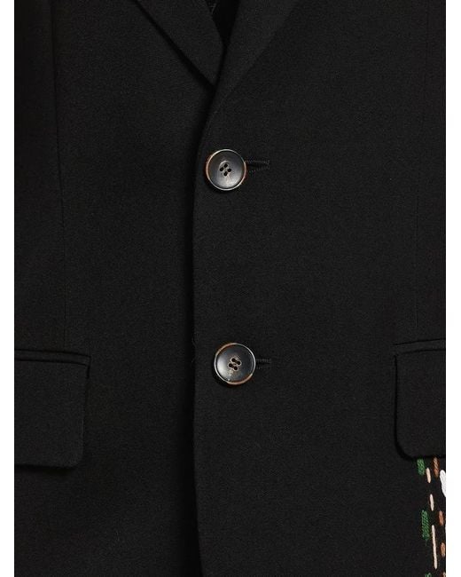 RETORI Black Embroidered Single-Breasted Virgin-Wool Blazer