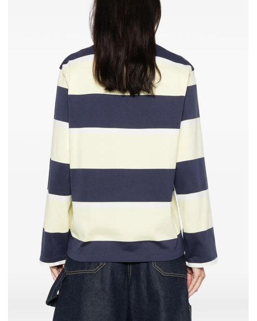 Stine Goya Blue Striped Polo Top