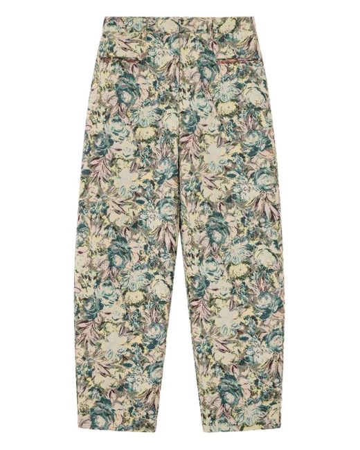 Pantalones con motivo floral en jacquard Ganni de color Blue