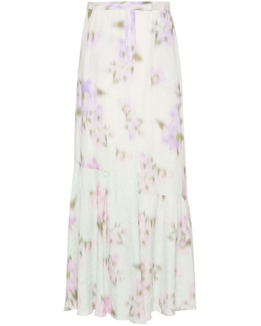 Dorothee Schumacher White Blooming Volumes Chambray Maxi Skirt