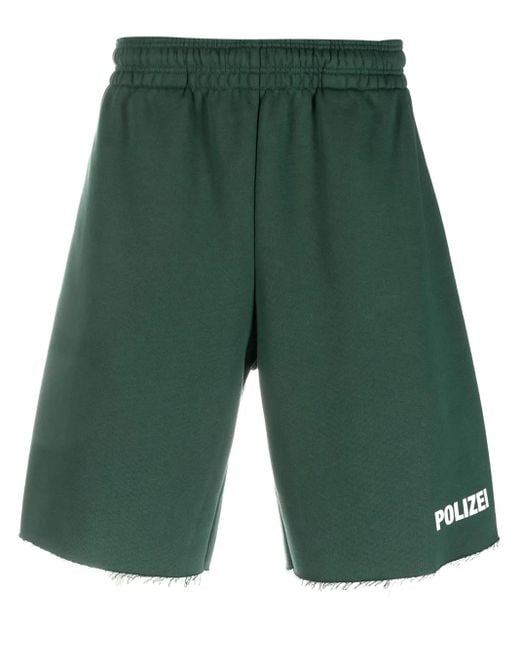 Vetements Green Polizei Raw-edge Shorts for men