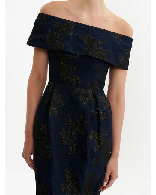 Rebecca Vallance Blue Antoinette Off-Shoulder Gown