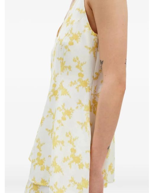 BITE STUDIOS White Floral-Print Spaghetti-Strap Top