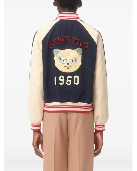 Valentino Garavani Blue Vlogo-Patch Bomber Jacket for men