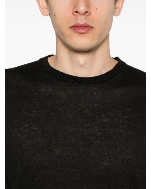 Transit Black Slub-texture T-shirt for men