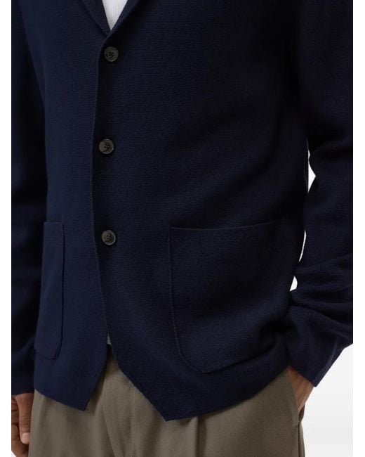 Closed Blue Single-Breasted Knitted Blazer for men