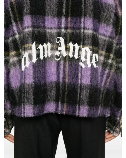 Palm Angels Black Plaid-Check Cardigan for men