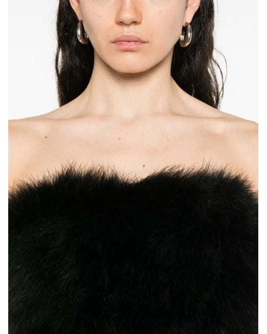 GIUSEPPE DI MORABITO Black Turkey-Feather Bandeau-Top