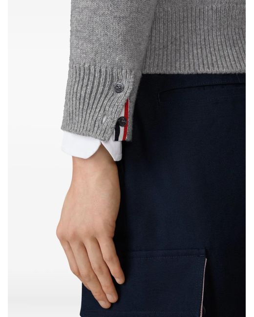 Pull En Laine À 4 Bandes Signature Thom Browne pour homme en coloris Gray
