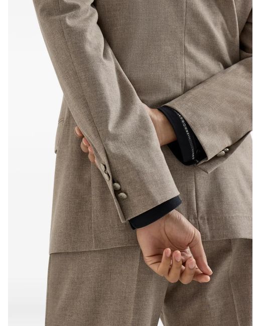 Brunello Cucinelli Brown Double-Breasted Blazer for men
