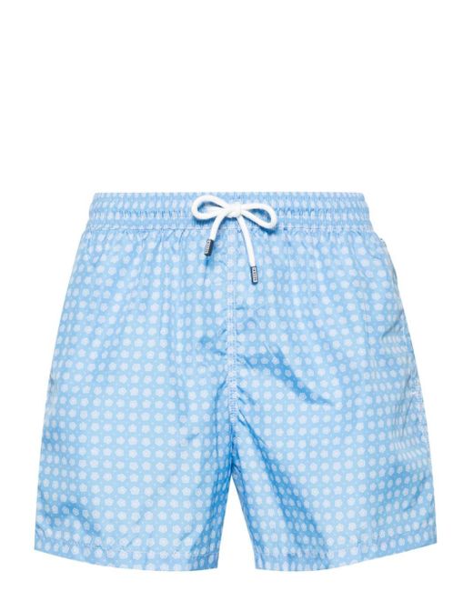 Fedeli Blue Madeira Floral-print Swim Shorts for men