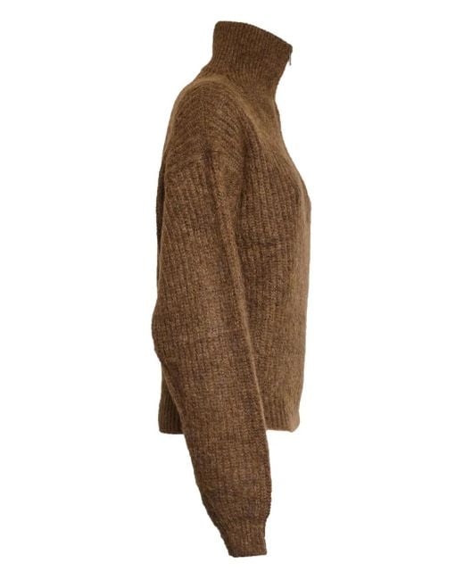 Isabel Marant Brown Danita Pullover mit kurzem Reißverschluss