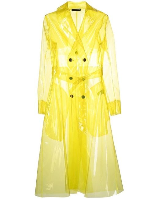 Kwaidan Editions Belted-waist Transparent Trench Coat in Yellow | Lyst
