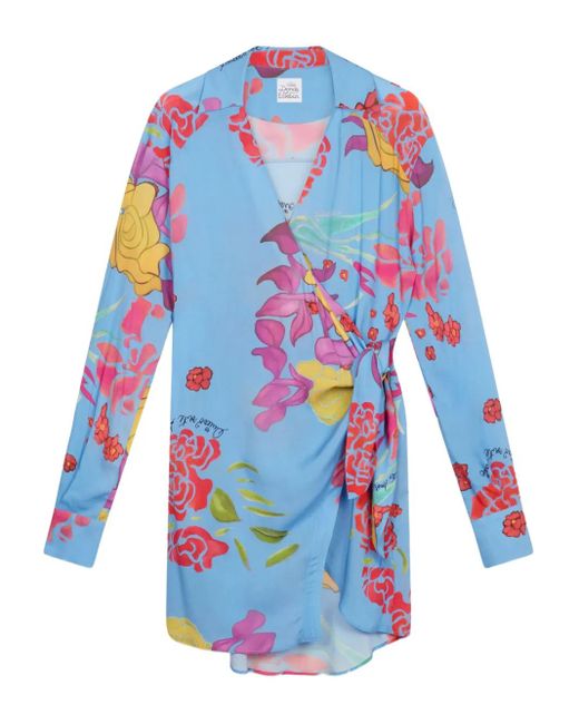 Donde Esteban Blue Cielo Wrap Mini Dress