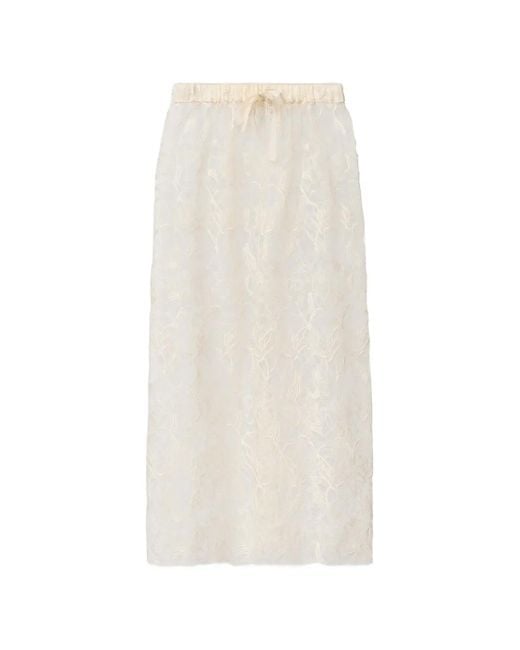 Fabiana Filippi White Floral Lace Skirt