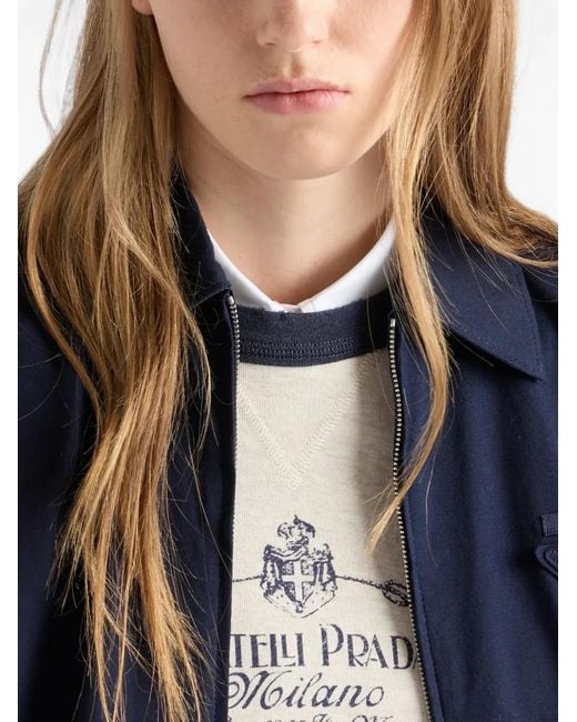 Prada Blue Reversible Jersey Blouson Jacket