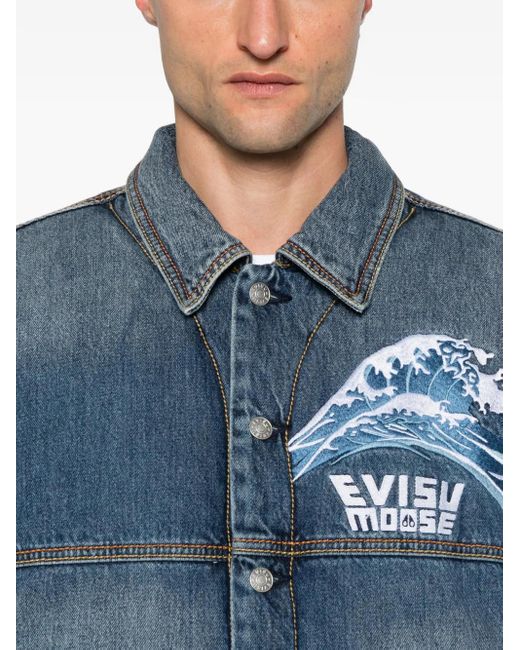 Moose Knuckles Blue X Evisu Graphic Print Jacket for men