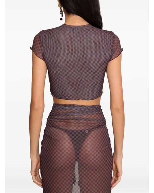 Amir Slama Brown X Jade Picon Cut-Out Cropped T-Shirt