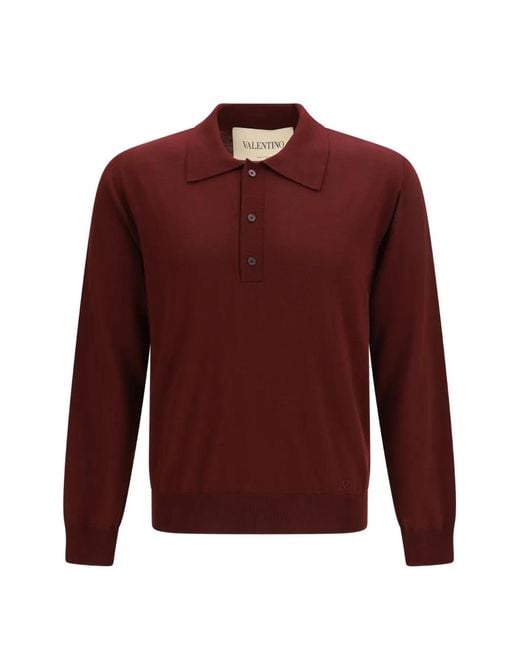 Valentino Garavani Red Wool Polo With Vlogo Embroidery for men
