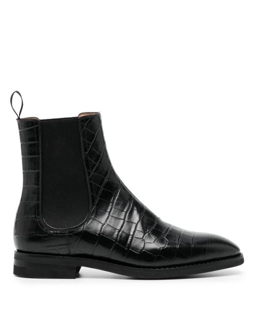 Bally Black Crocodile-effect Leather Boots for men