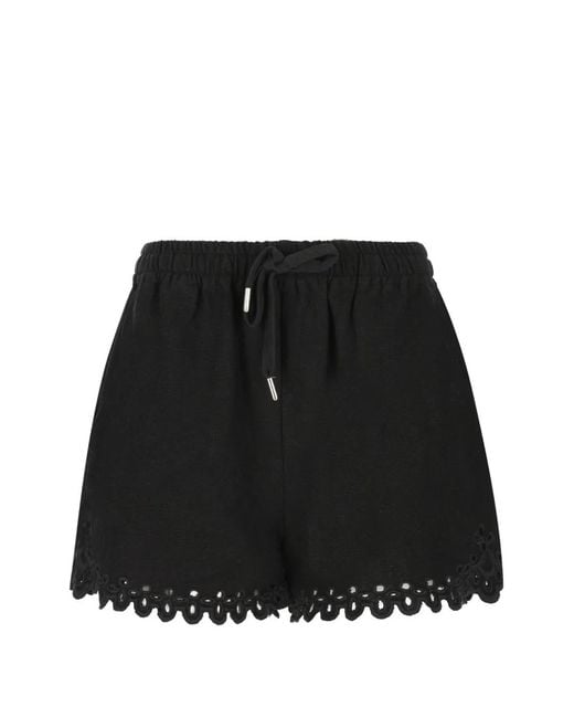 Isabel Marant Black Balyme Broderie-Anglaise Shorts