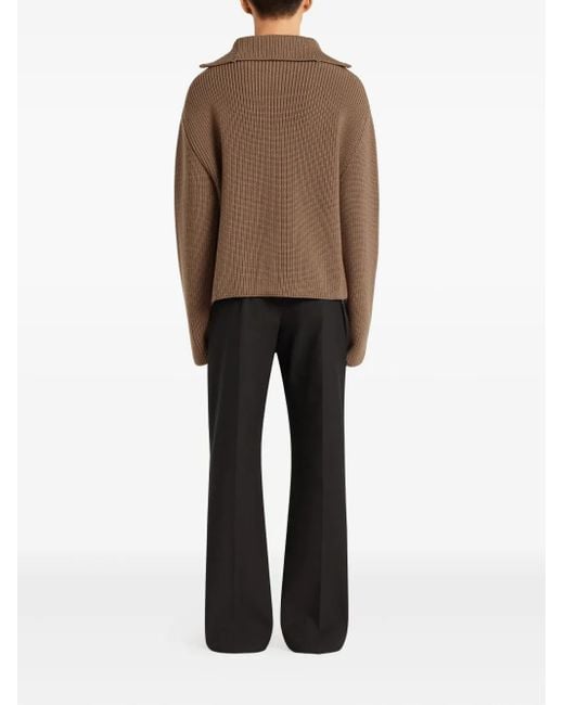 Courreges Ribgebreide Trui Met Halve Rits in het Brown