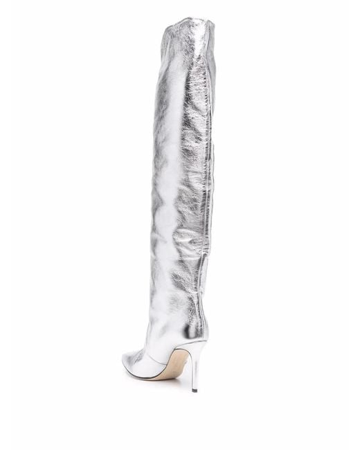 Scarosso White X Brian Atwood Carra Metallic-Effect Boots
