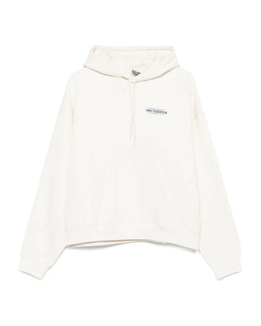 Felpa Con Cappuccio E Logo di New Balance in White