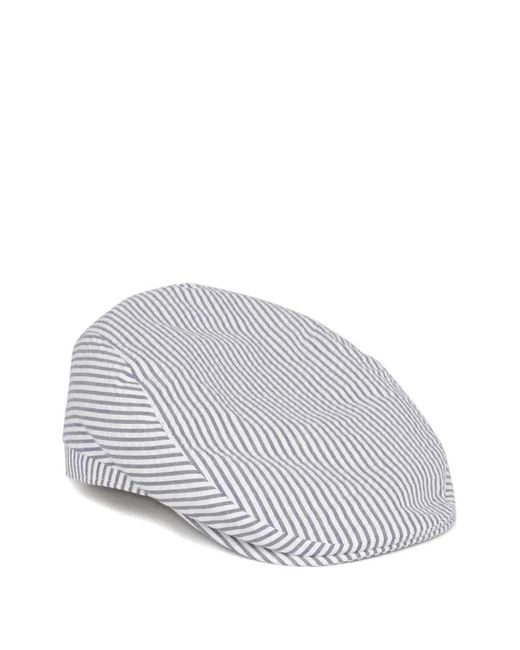 Lock & Co White Grosvenor Seersucker Flat Cap for men