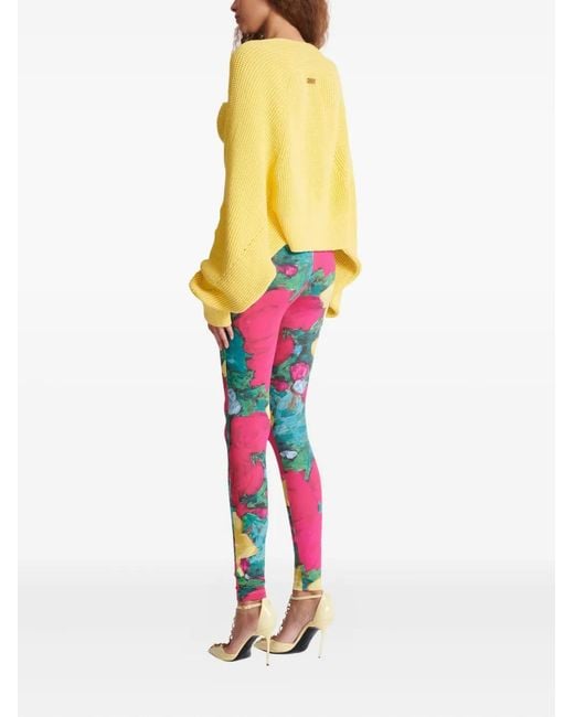 Balmain Yellow Ribbed Knit Cardigan