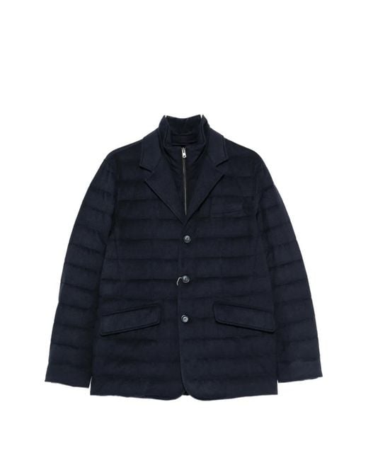 Herno Blue Layered-Effect Padded Jacket for men