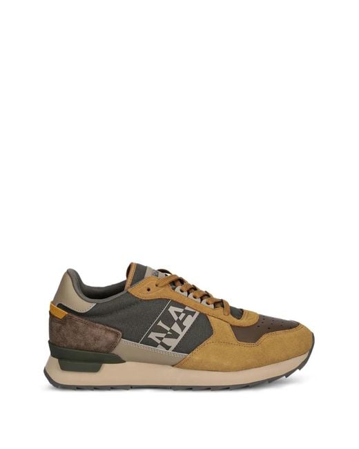 Napapijri Brown Stab Logo Sneakers for men