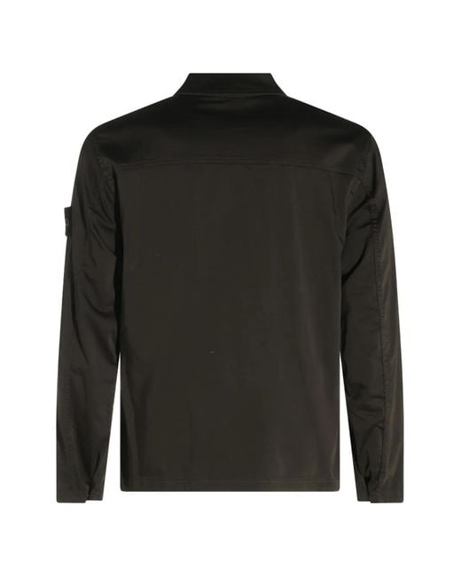 Stone Island Black Logo-Patch Zip-Up Jacket for men