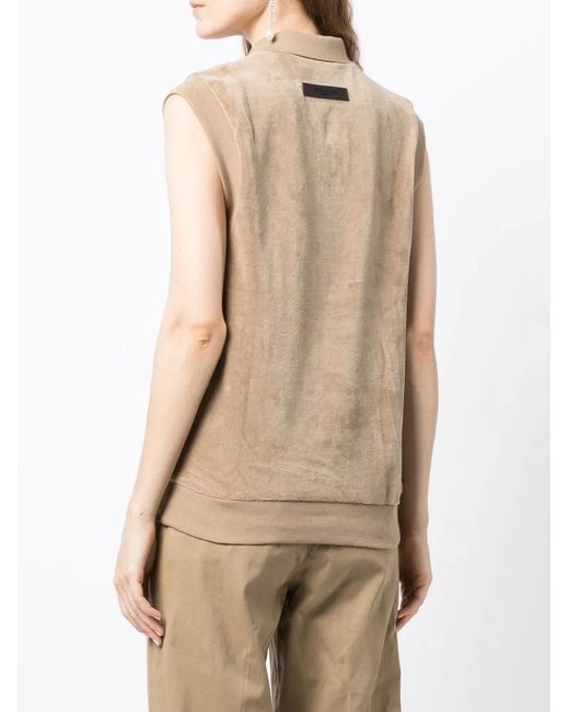 Fear Of God Natural Velour Sleeveless Polo Top