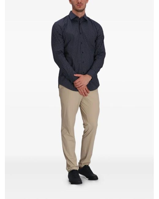 Boss Blue Polka Dot-Patterned Shirt for men