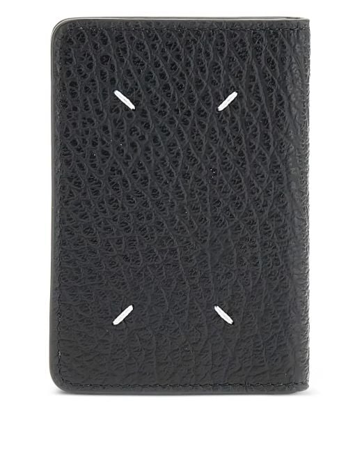 Maison Margiela Black Textured Four-Stitches Card Holder