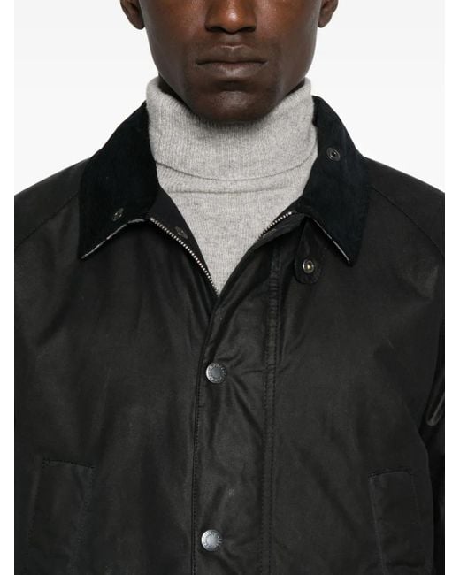 Barbour Black Corduroy-Collar Flap-Pocket Jacket for men