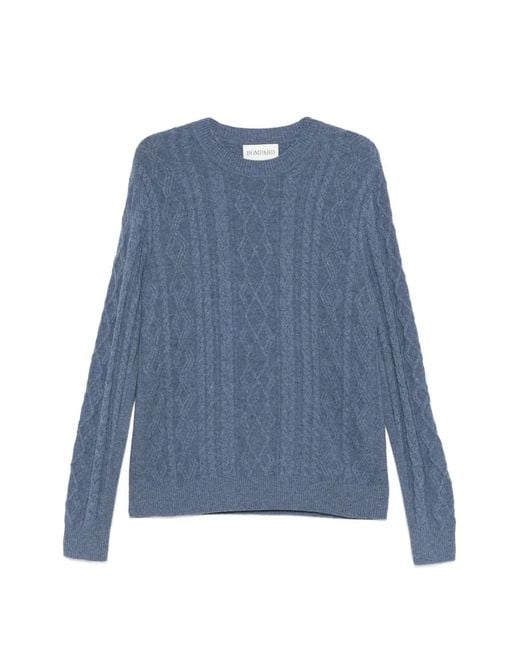 Bompard Blue Cable-Knit Crew-Neck Sweater for men